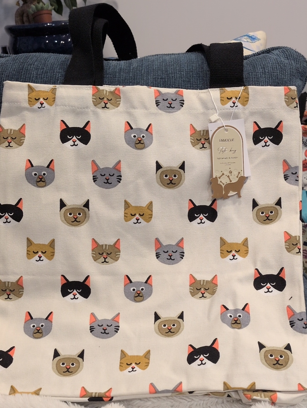 Cat Pattern Canvas Tote Bag